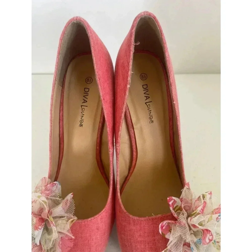 Women's‎ Diva Lounge Pink Floral Platform 6” High Heels Size 8.5 EUC!